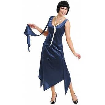 20s Flapper, Sandy Speak Easy-Dark Blue : 1X-Large