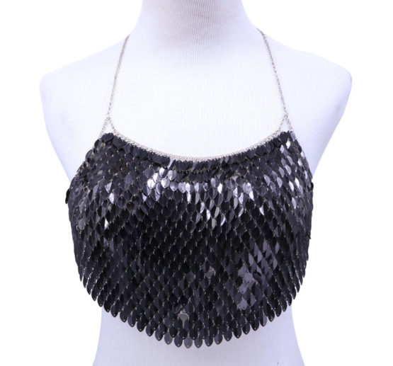 Halter Top, Leaf Black