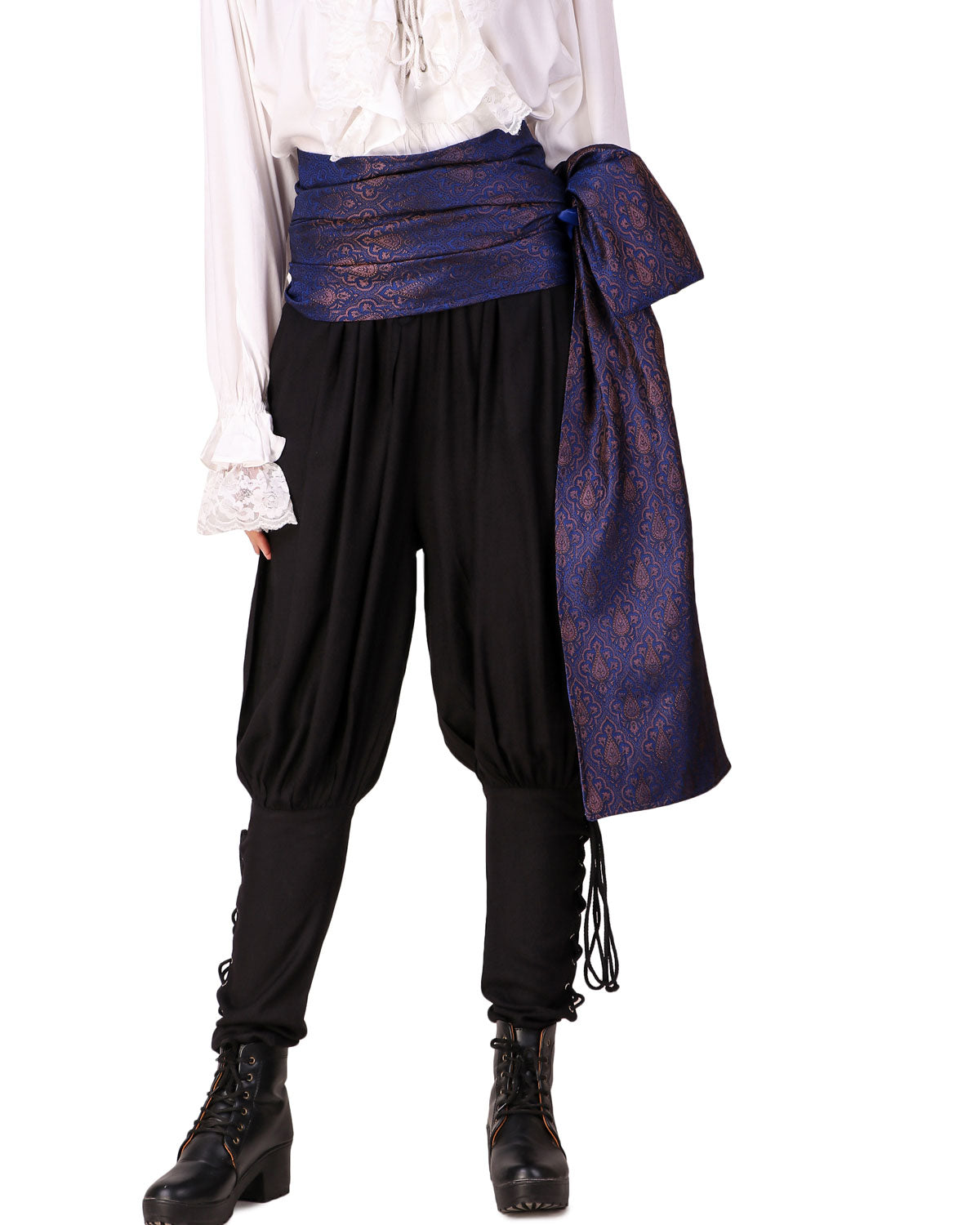 Sash, Brocade Pirate Blue Gold