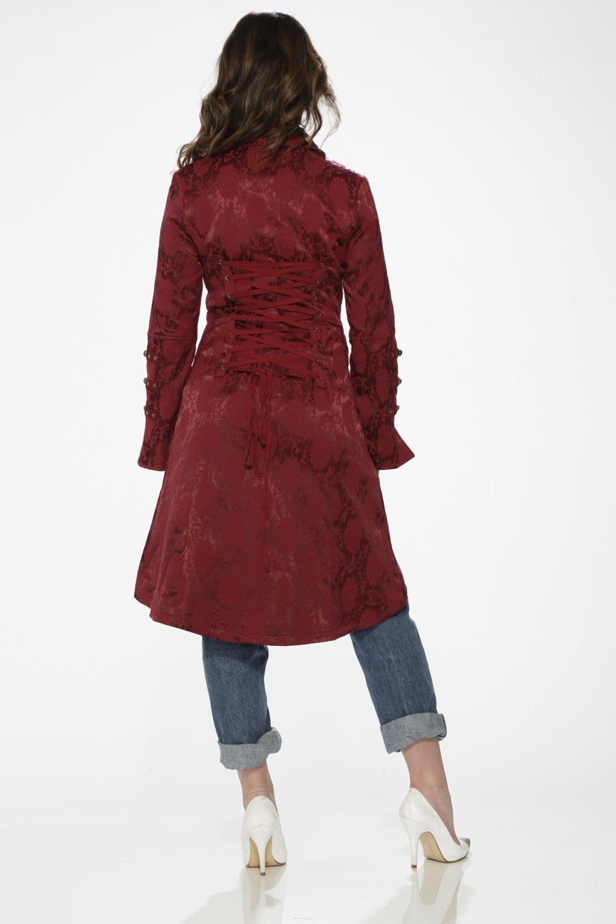 Coat, Burgundy Brocade