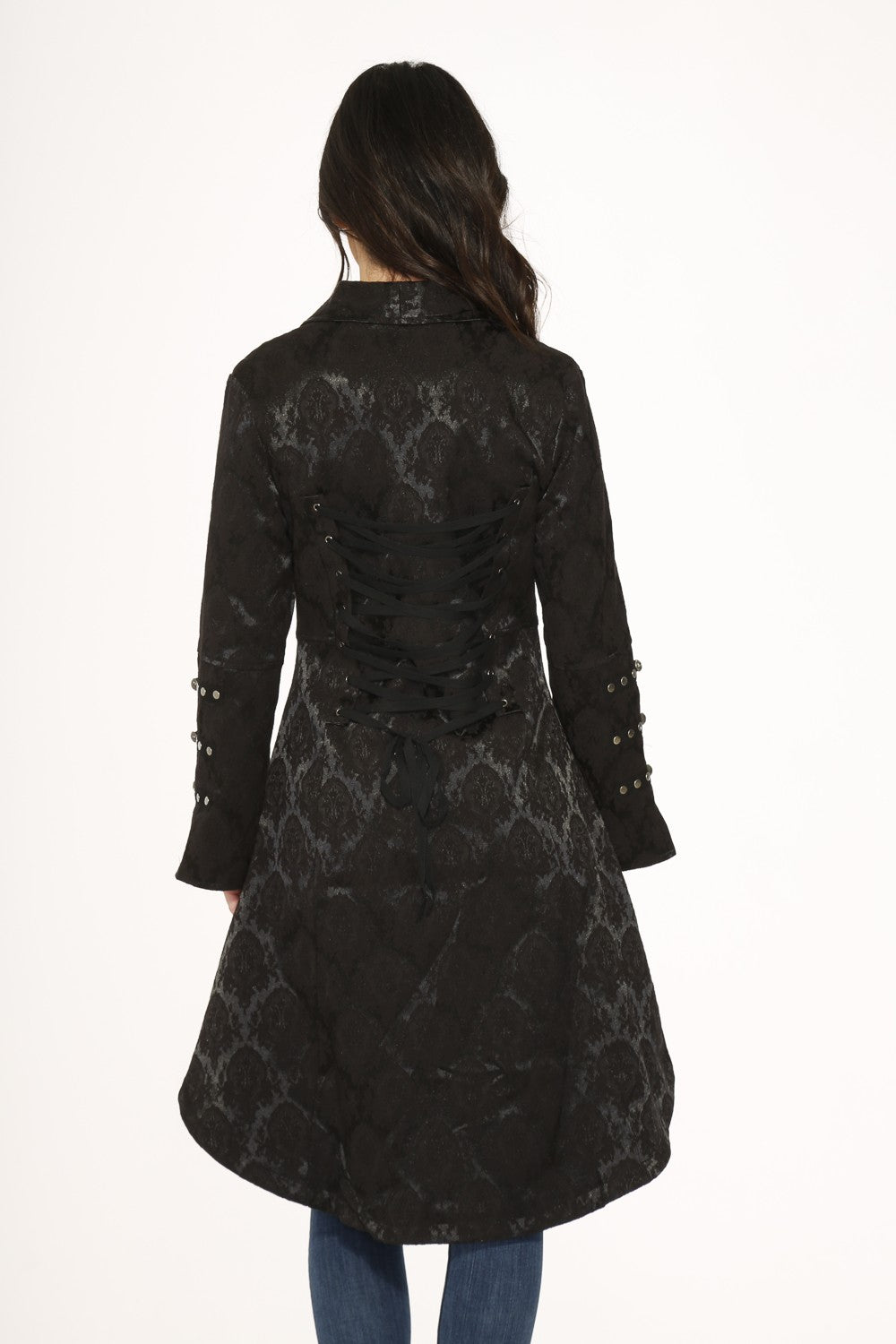 Coat, Black Brocade