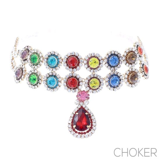 Necklace, Choker Rhinestone- : o/s
