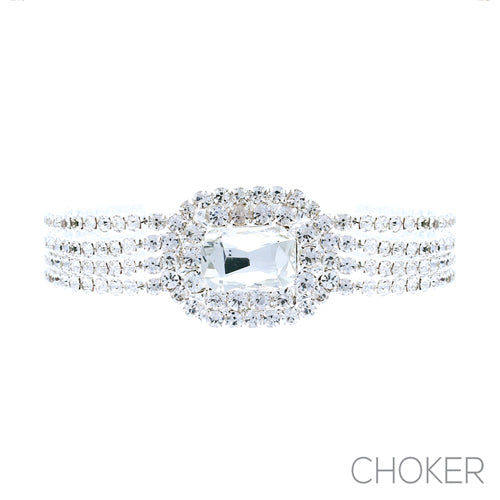 Necklace, Choker Rhinestone- : os