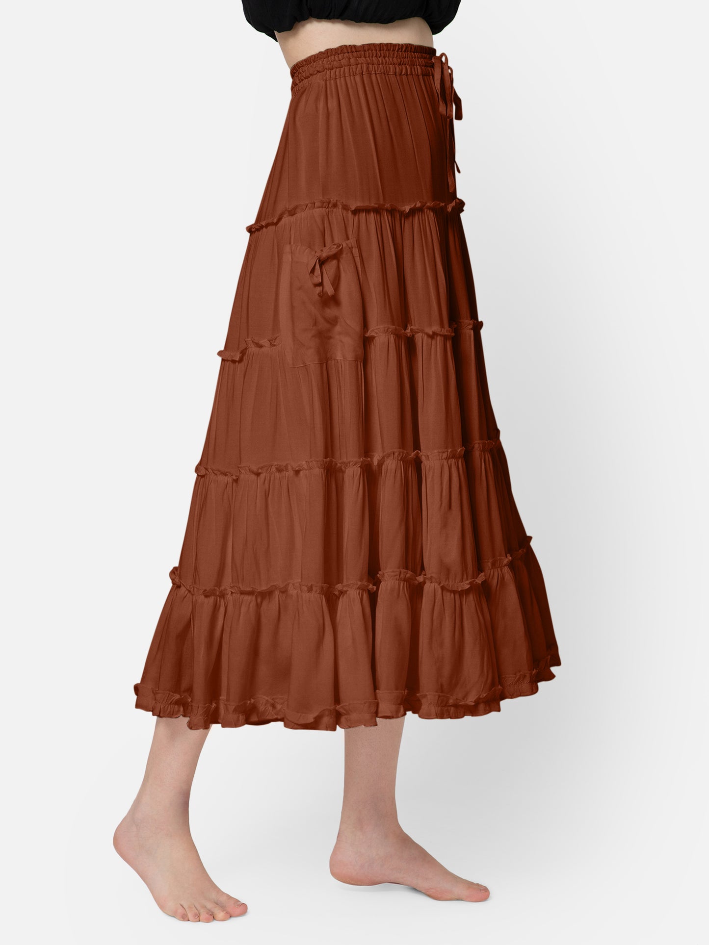 Skirt, Flowy Layered Brown