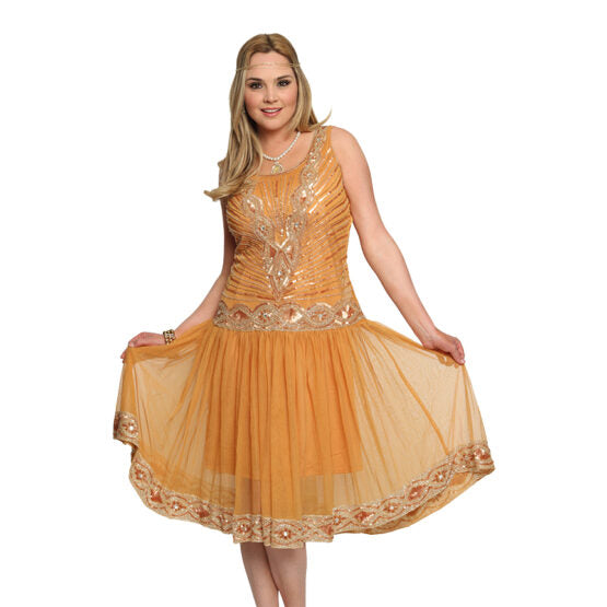 20s Beaded Gown, Peach