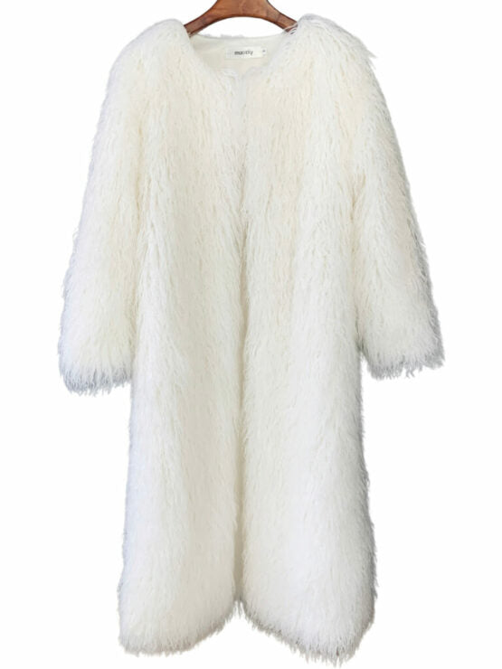 Coat, Faux Fur Long-White