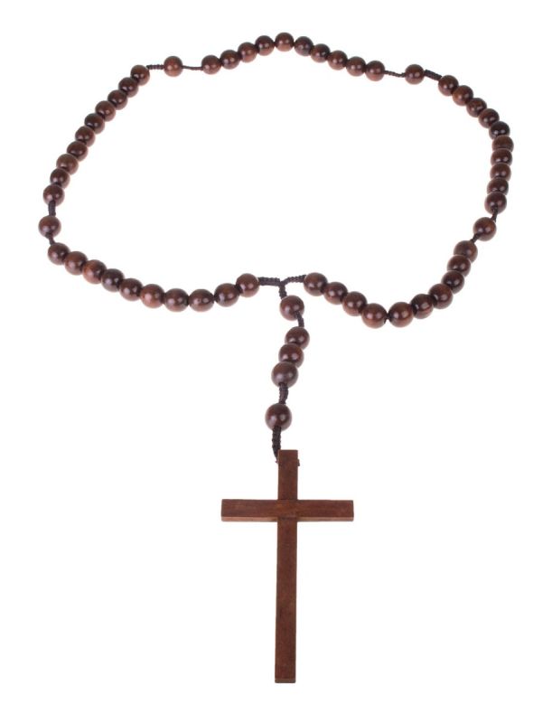 Necklace, Rosary Wood Oversized