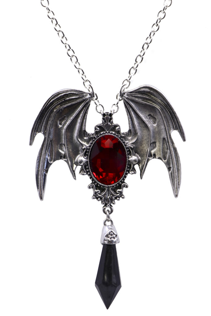 Necklace, Bat Red Gem