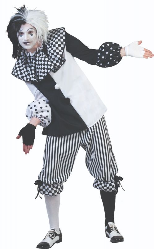 Clown, Pierrot Pedrolino-White Black : 52/54