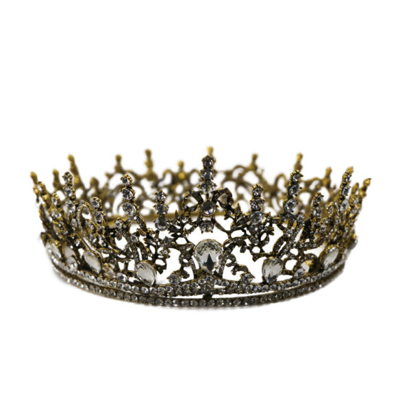 Crown, Antiqued Gold w/ Clear Stones