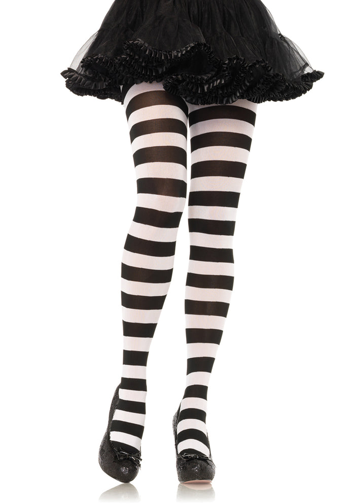 Tights, Opaque Wide Stripe Black/White