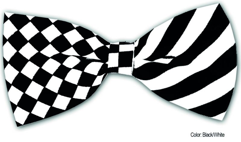 Bowtie, Striped / Harlequin-White Black