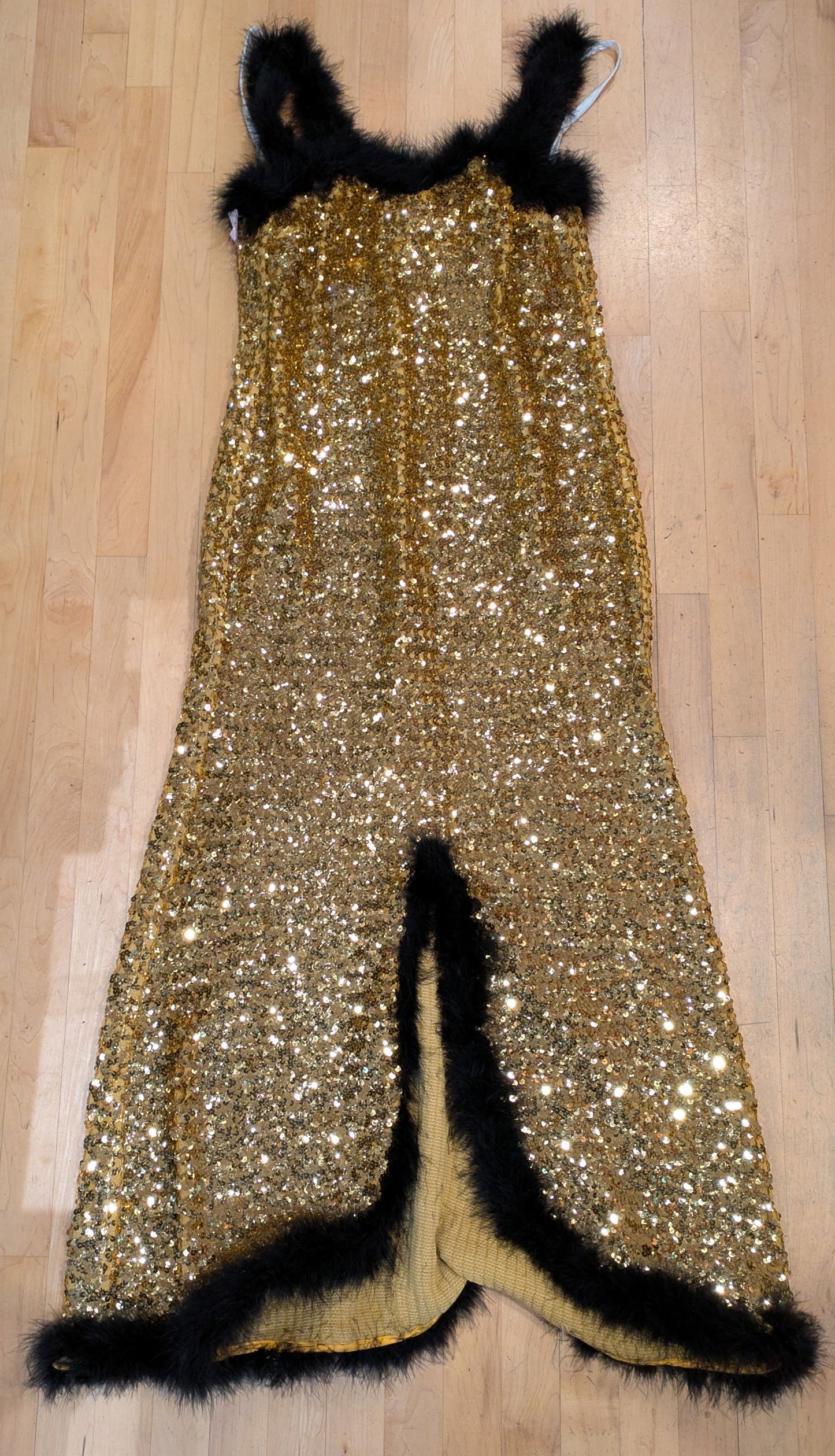 Mae West Dlx Sequin Gown Gld/Blk L