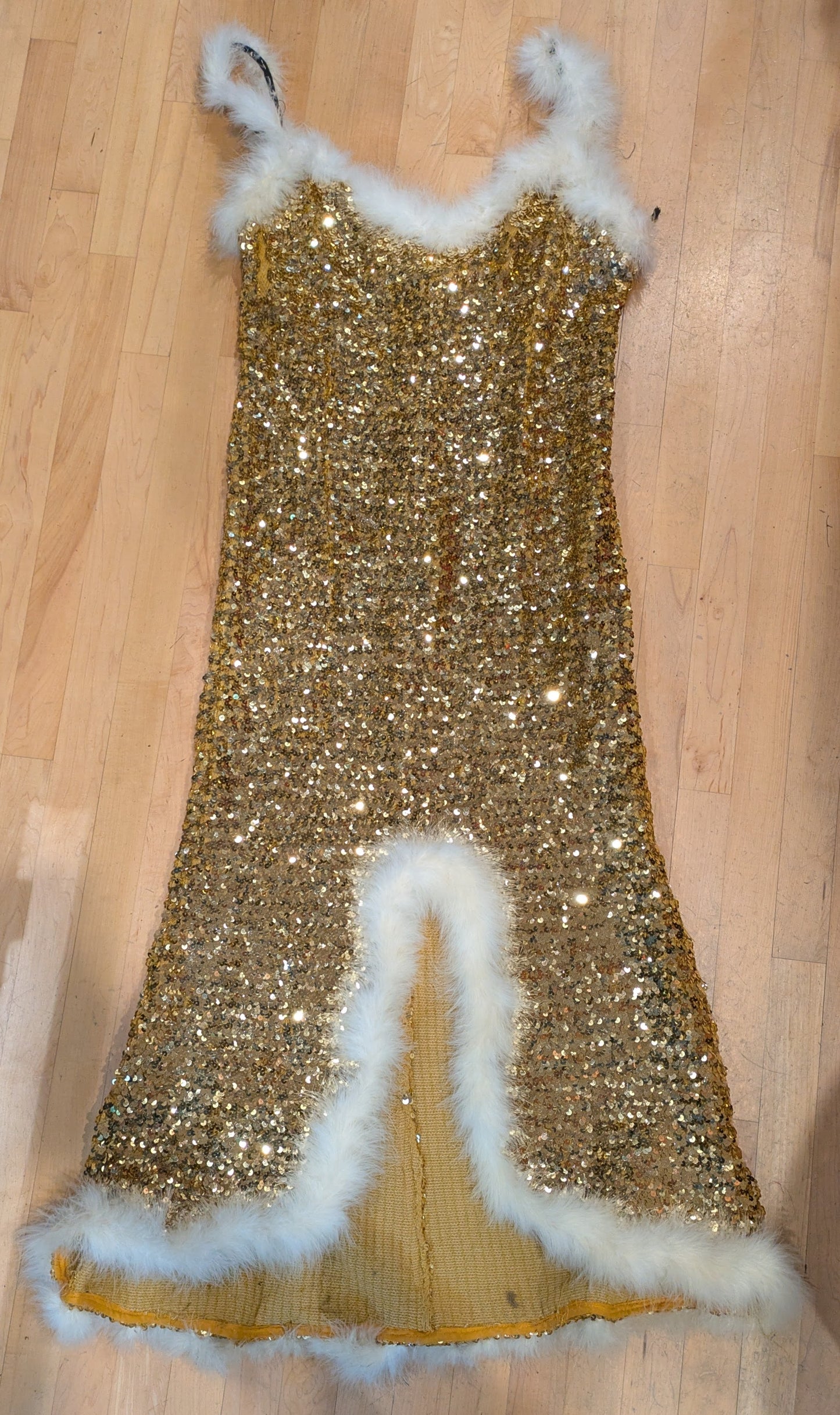 Mae West Dlx Sequin Gown Gld/Wht L