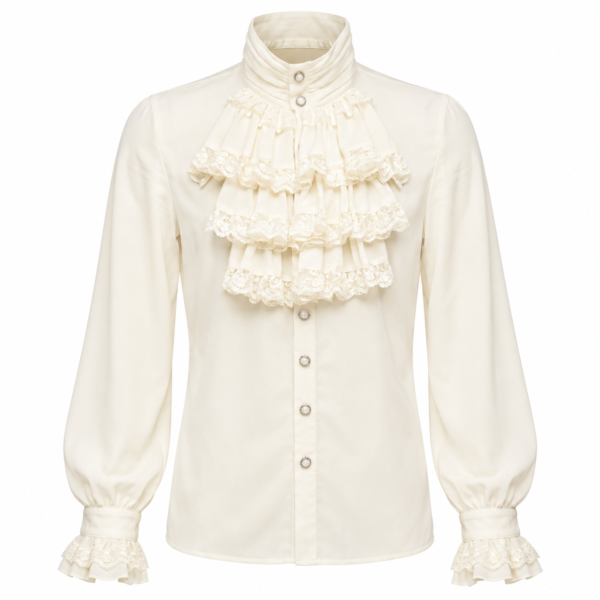 Shirt, Ivory Lace Ruffle 18th c.
