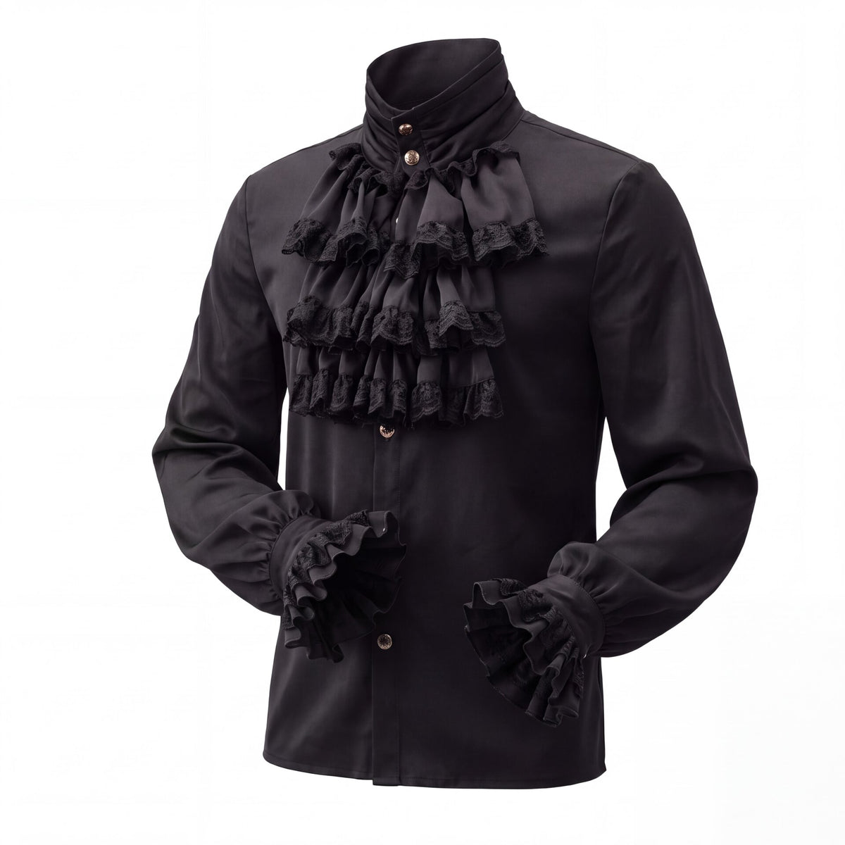 Shirt, Black Lace Ruffle 18th c.