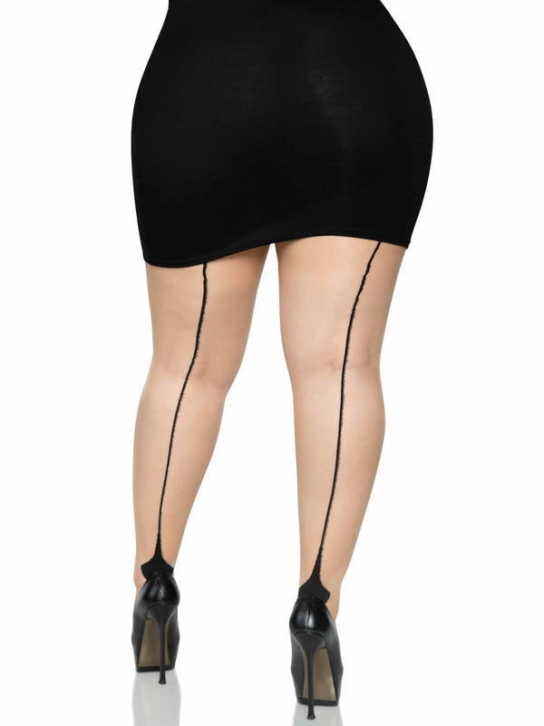 Cuban foot pantyhose-nude/black : Plus