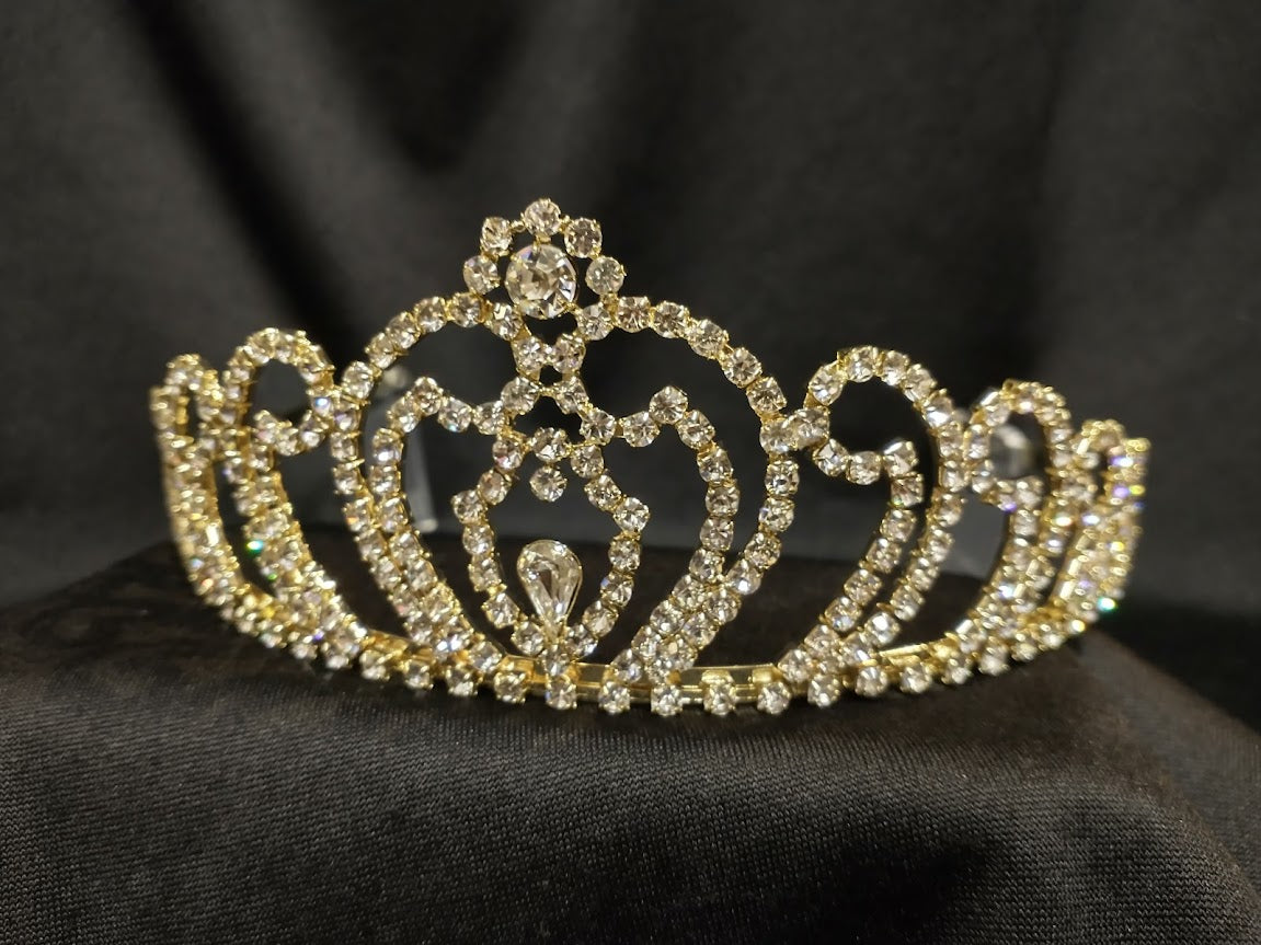 Crown, Rhinestone Tiara Gold-