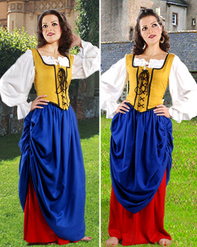 Skirt, Double-Layered L Royal Blue / Red