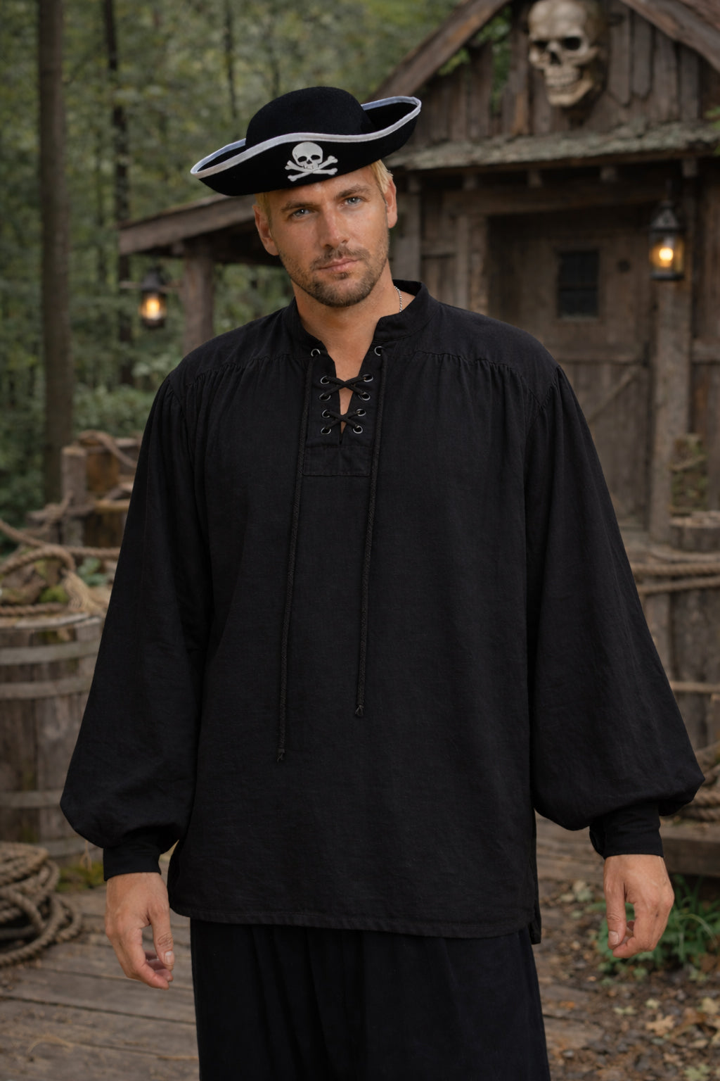 Shirt, Sea Rover Lace-Up Black