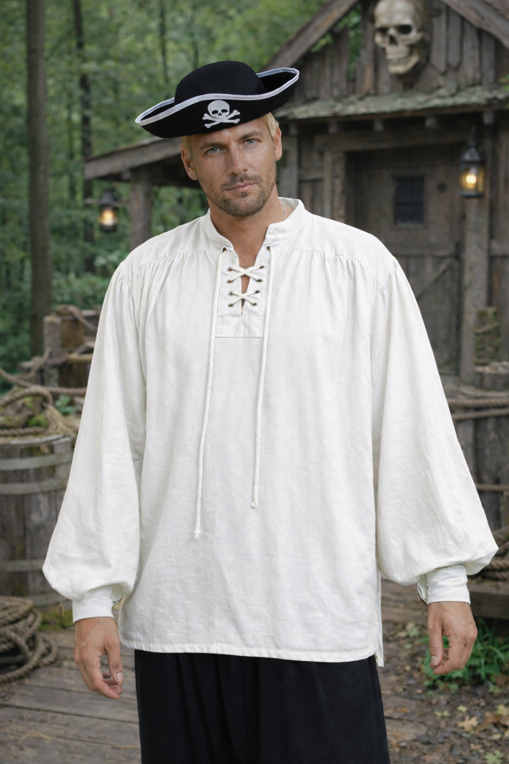 Shirt, Sea Rover Lace-Up White