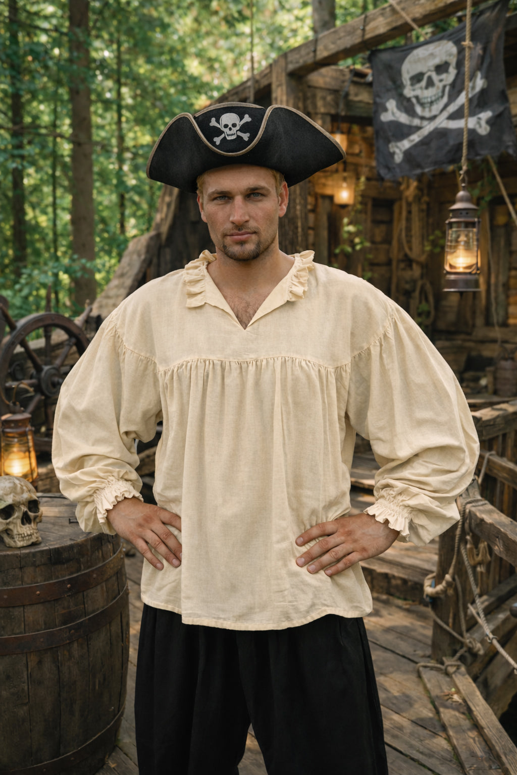Shirt, Harbor Rogue Gathered Apricot