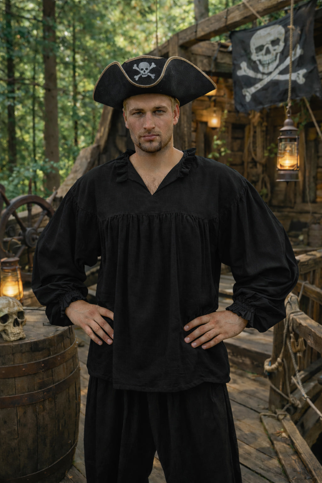 Shirt, Harbor Rogue Gathered Black