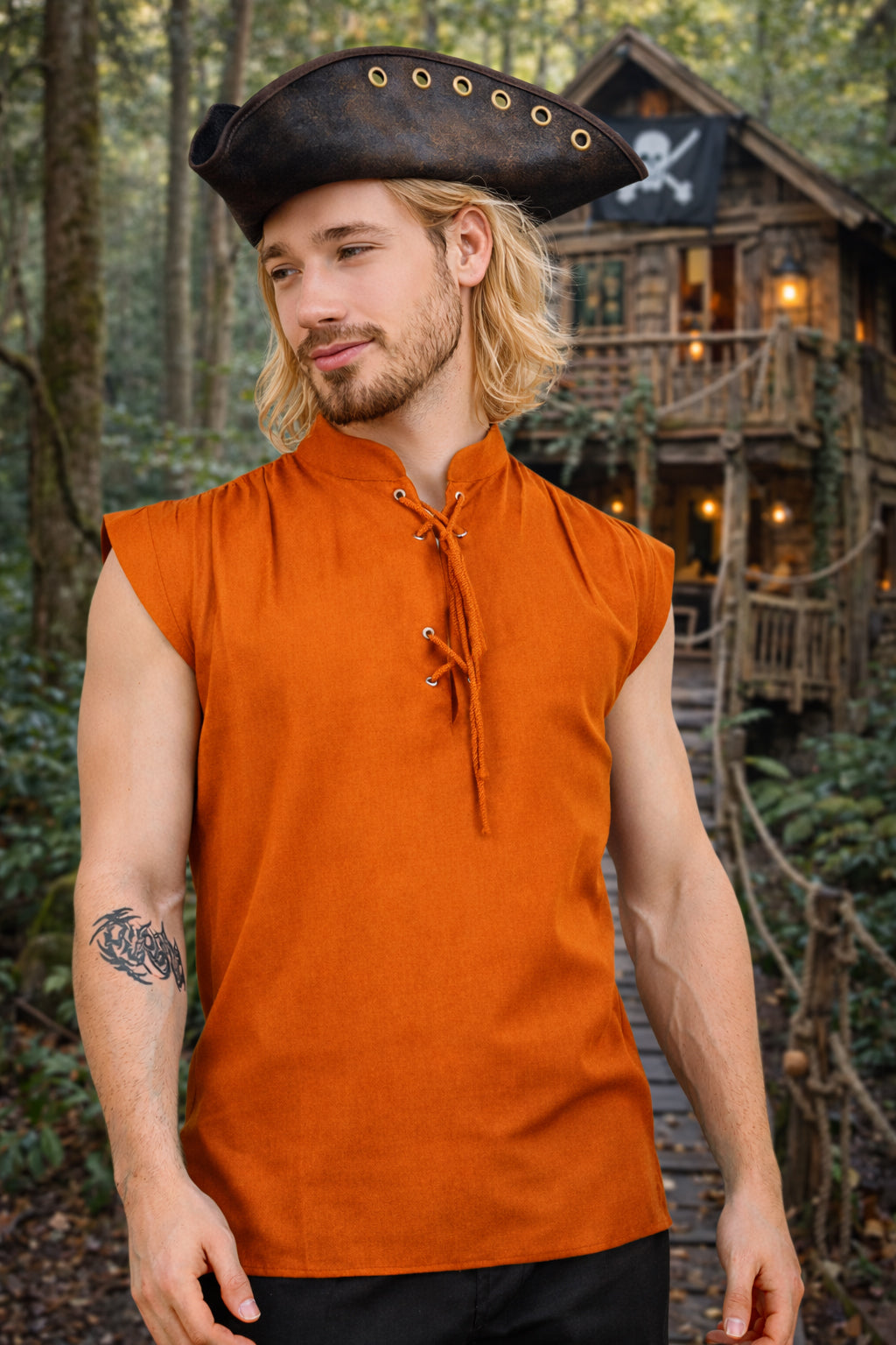 Shirt, Harbor Rogue Lace-Up Rust