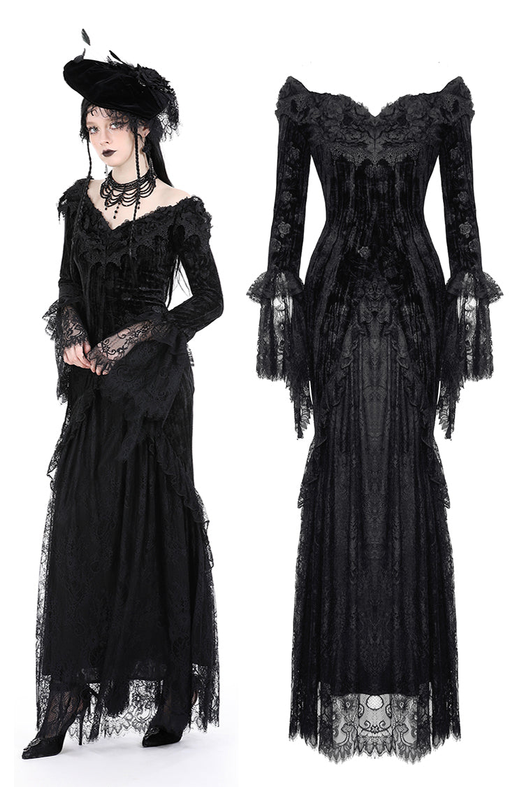 Dress, Black Velvet Lace