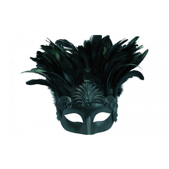 Mask, Feather Crown Baroque Black