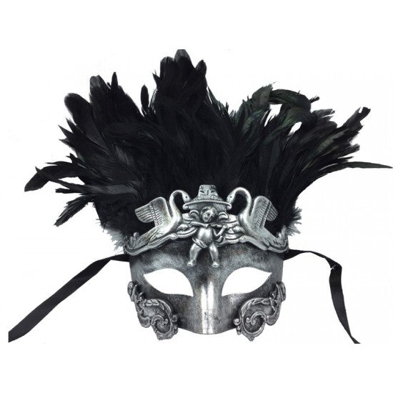Mask, Feather Crown Cupid Silver