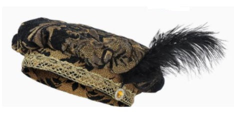 Hat, Muffin brocade Gld/Blk