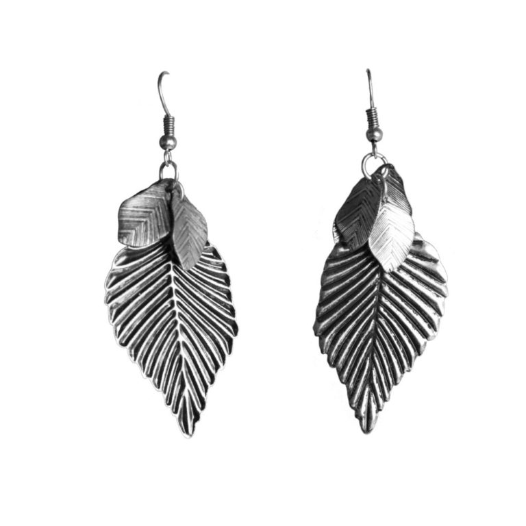 Earrings, Silver Leaves
