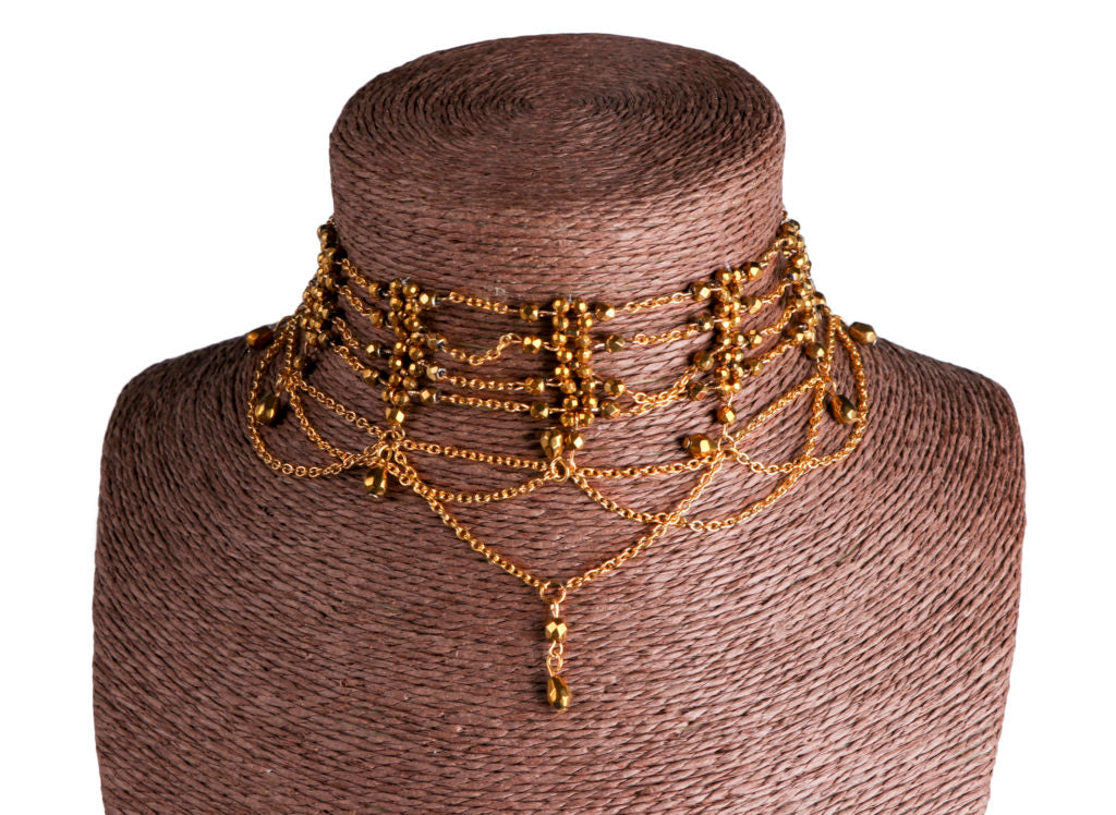Beaded Choker, Victorian Gold