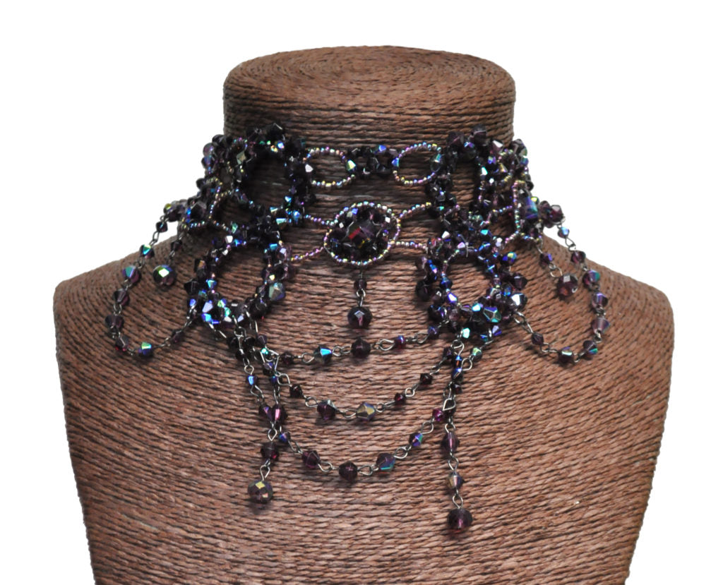 Beaded Choker, Victorian Wide Purple