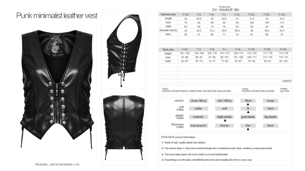 Vest, Punk Biker Faux Leather