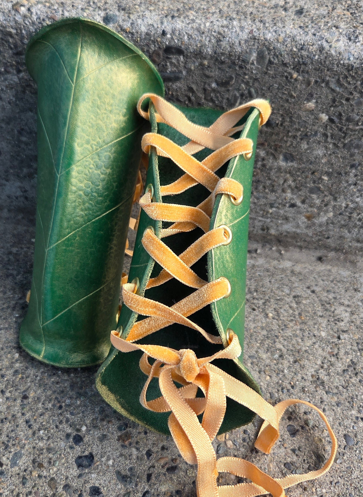 Bracers, Leather Green Leaf