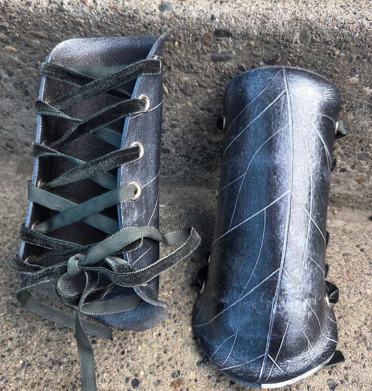Bracers, Leather Silver Leaf
