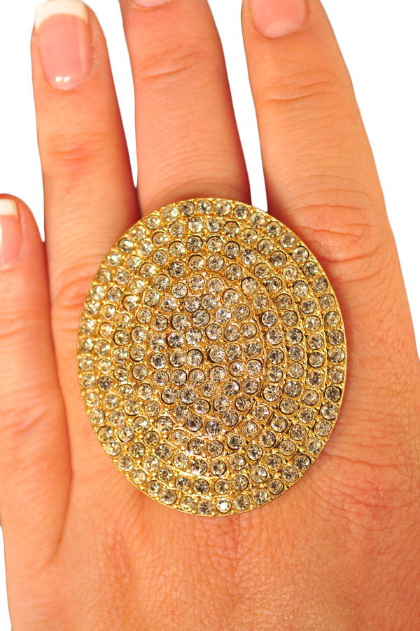 Ring, Rhinestone Oval Gold
