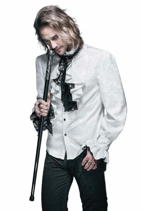 Shirt, 18th c Men's with Jabot White