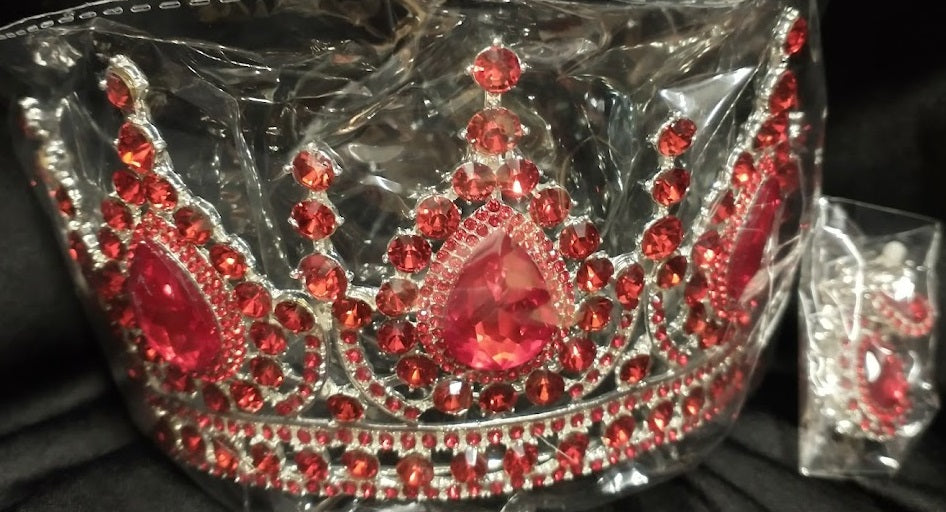 Tiara, Queen Crown with Earrings Set