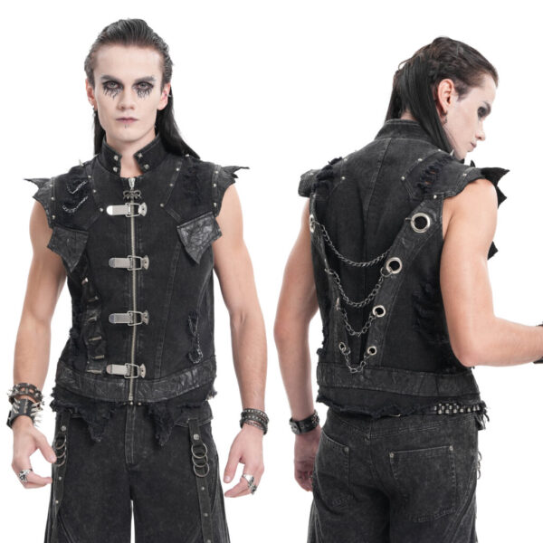 Vest, Denim Distressed Punk