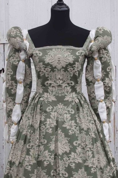 Gown, Renaissance Tudor Royal Nobility Green Gown, Renaissance Tudor Royal Nobility Green