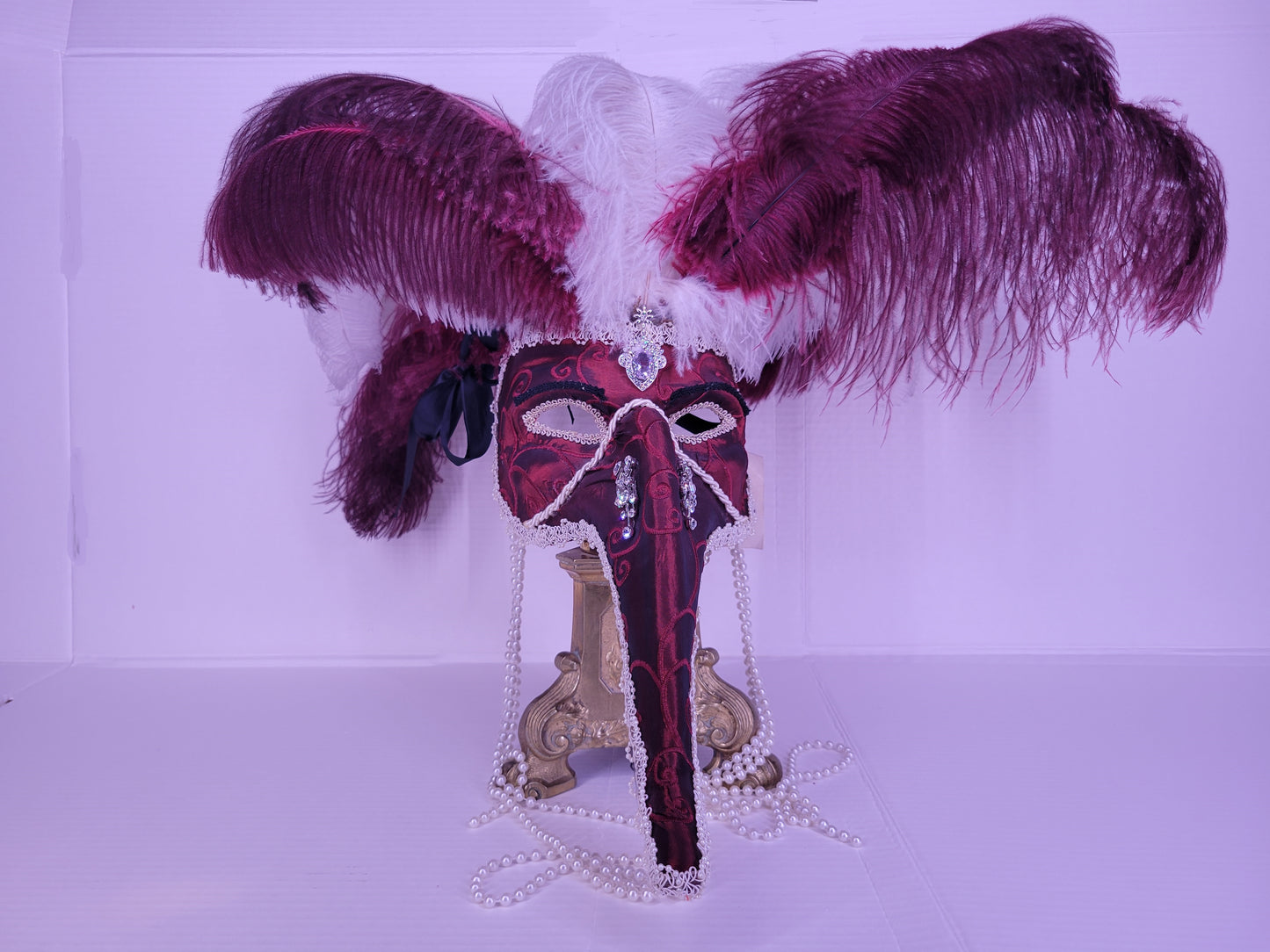 Venetian Zanni Brocade Piume-wine