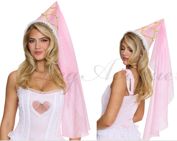 Hat, Medieval Hennin Pink