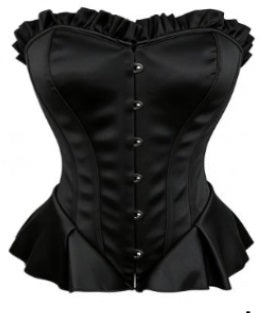 Corset, Black Satin Peplum