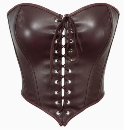 Corset, Brown Faux Leather