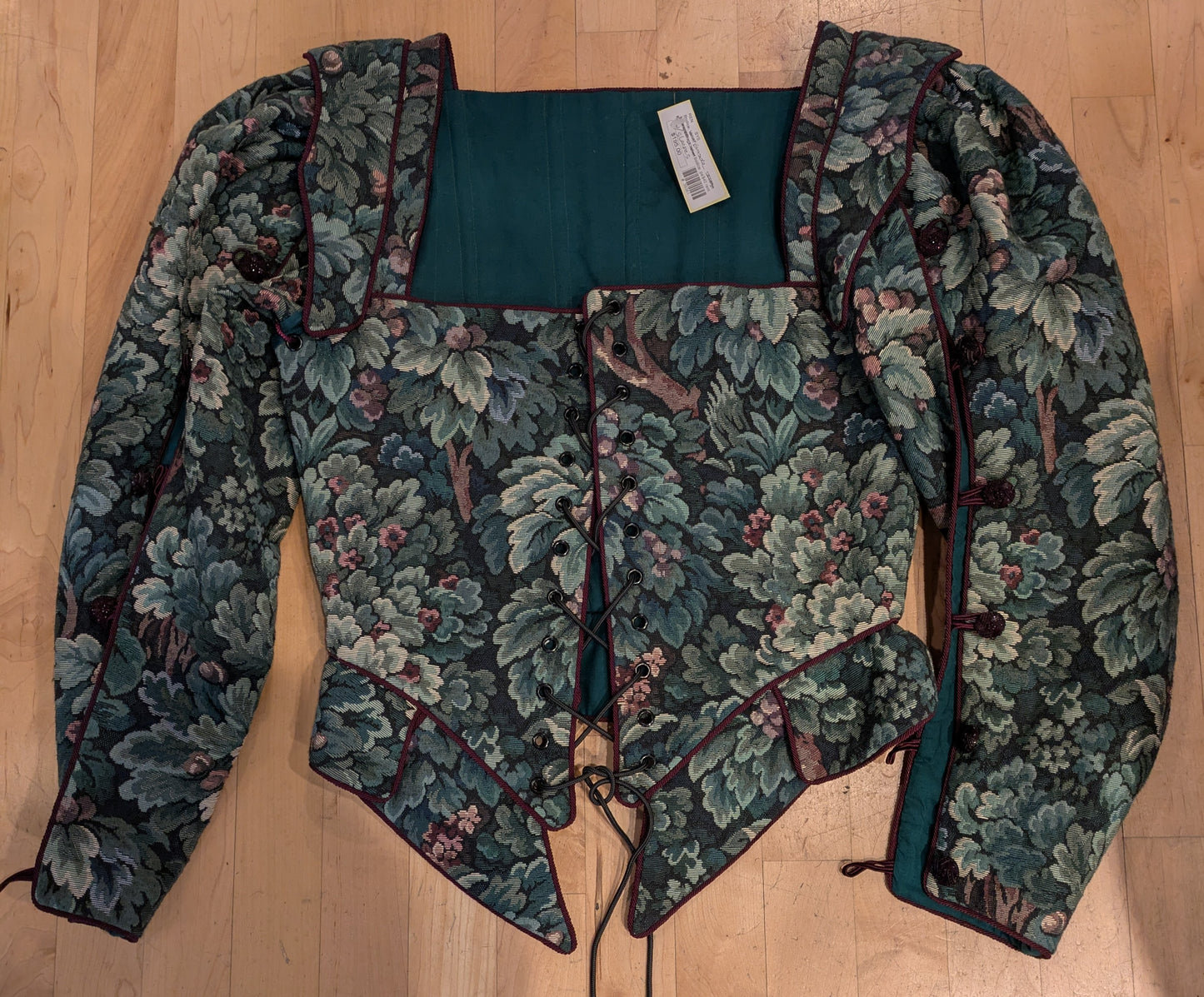 Bodice, Floral Sleeves Green L