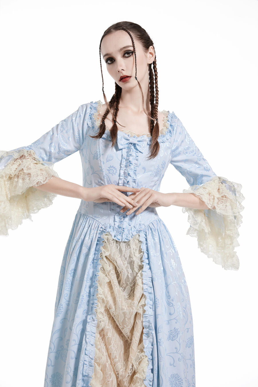 pastel traditional dress Pastel Style Lavender Embroidered Palazzo Dress for Weddings