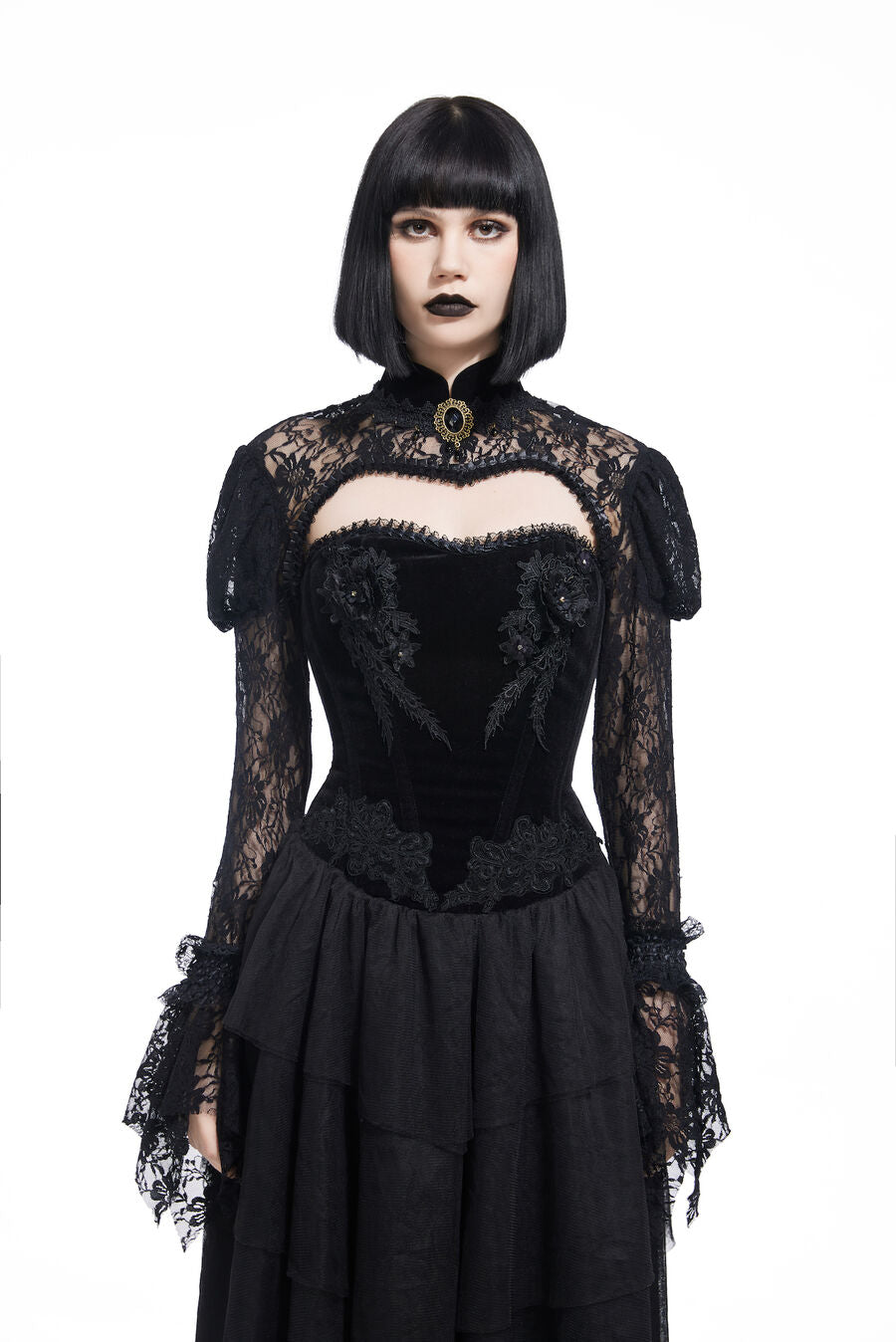 long sleeve masquerade dress Elegant Gold Floral Patterns Brocade Masquerade Ball Gown High Neck Long Sleeve Embroidered Floor Length Historical Dress